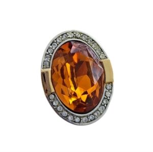 Joan Rivers  Gold and Silver Oval Gemstone Ring Size 8